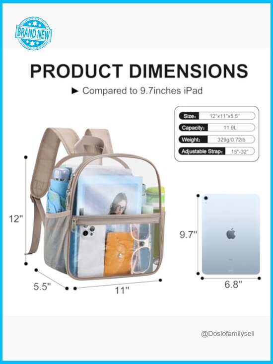 Clear Stadium Approved Backpack 12x6x12 Waterproof PVC Daypack for Events main image 7
